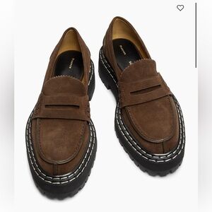 Brown Suede Loafers with Black Soles